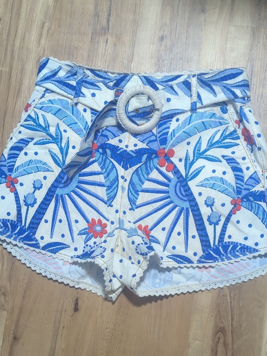 FARM Rio Pants - Farm Rio Jungle Chic Belted Cotton Shorts
